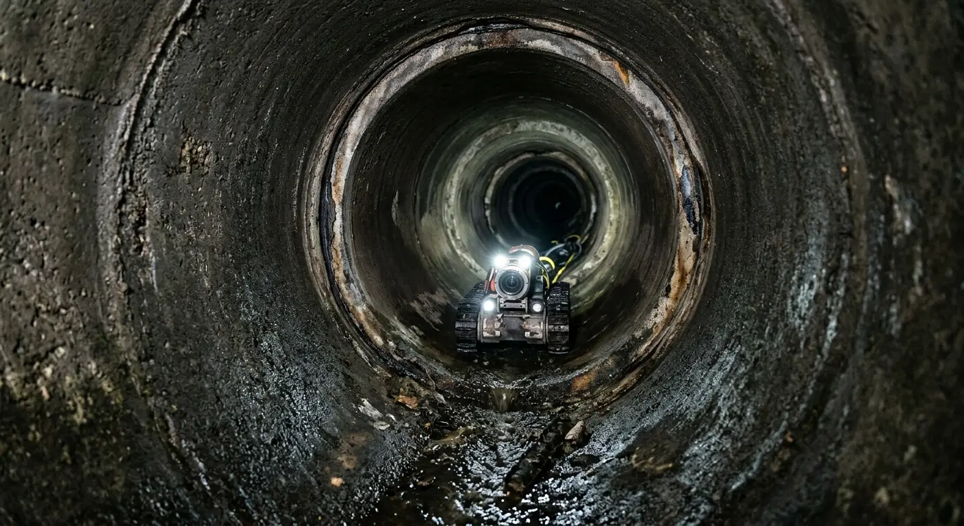 Robotic sewer camera inspecting pipe interior for Sewer Line Repair in Tarboro